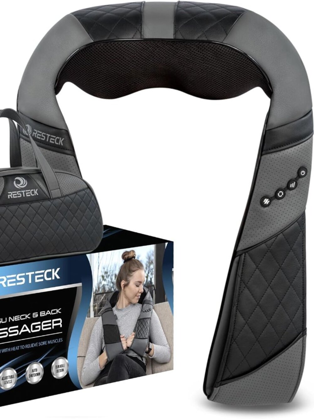 RESTECK Massagers for Neck and Back with Heat - Deep Tissue 3D Kneading Pillow,